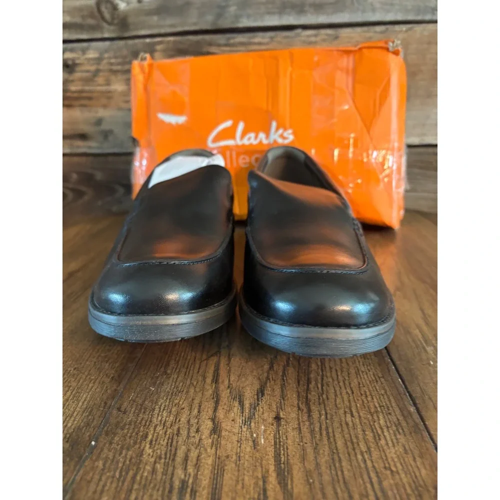 Clarks Emmet‎ Step Mens Black Leather Loafers Slip On Dress Shoes Size 12 M